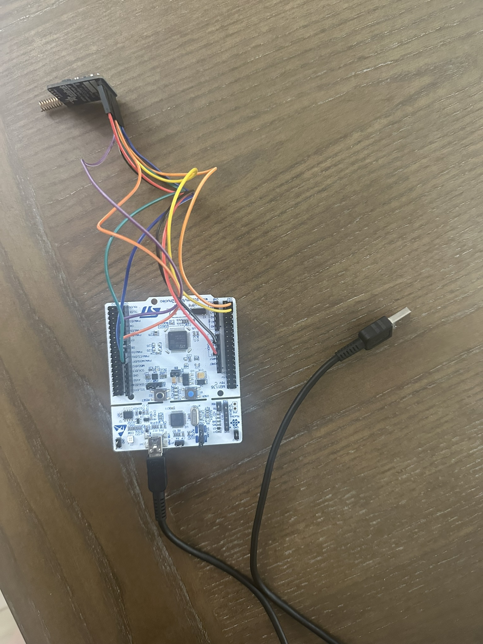 Central hub gateway setup with STM32 board and LoRa transceiver receiver module